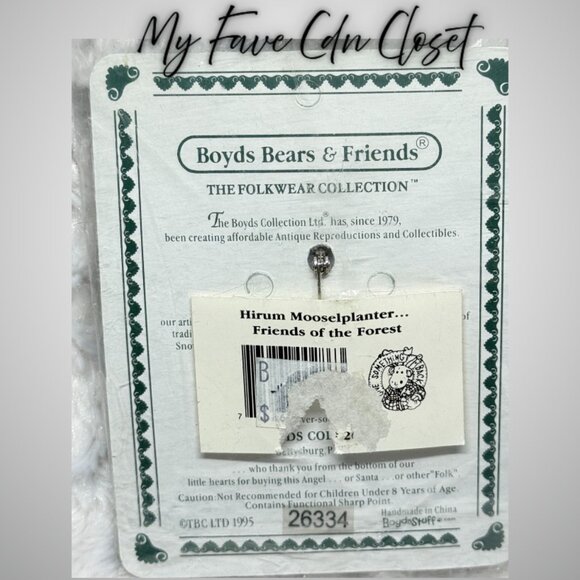 Vintage Boyds Bears Folkwear Brooch*#26334 Hirum Mooselplanter Forest Moose - Picture 2 of 3